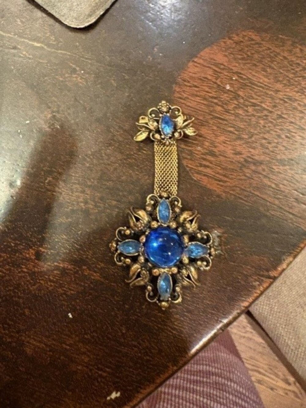 Victorian Revival mesh Fob brooch
